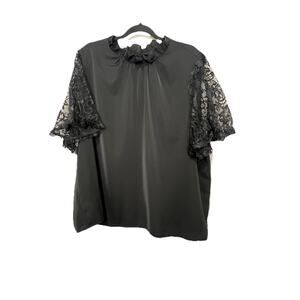 SHEIN Curve Women’s Black Chiffon Lace Blouse Top Plus Size 3XL EUC‎